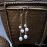 14K Gold & Freshwater Pearls 3-Pearl Drop Earrings - OutOfAsia